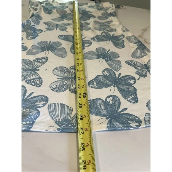 Shekou Satin Dress Size Large Blue And‎ White Butterfly New - Picture 5 of 6